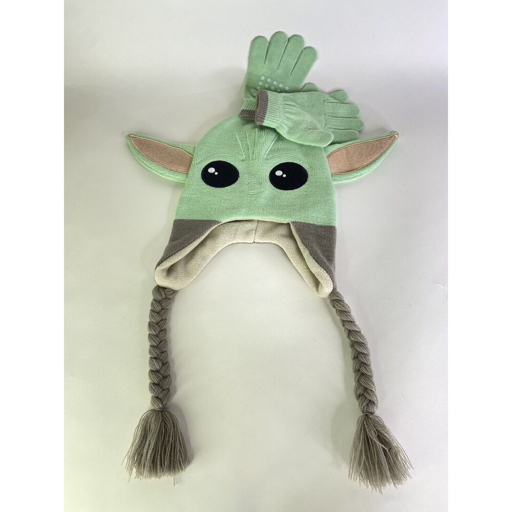 Disney Star Wars Baby Yoda Grogu Unisex Kids Laplander Beanie Hat Cap Gloves Set